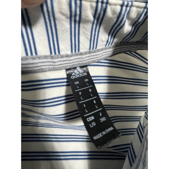Adidas Shirt Men’s Large Polo Blue Stripes With Logo - Picture 6 of 11